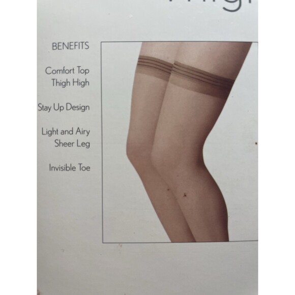 Vintage Berkshire Sheer Thigh High x2 City Beige Invisible Toe #1590 Size C-D - Picture 3 of 6